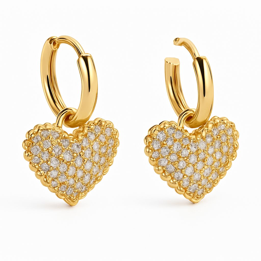 Aretes Amor Deslumbrante | Chapa Oro 18k