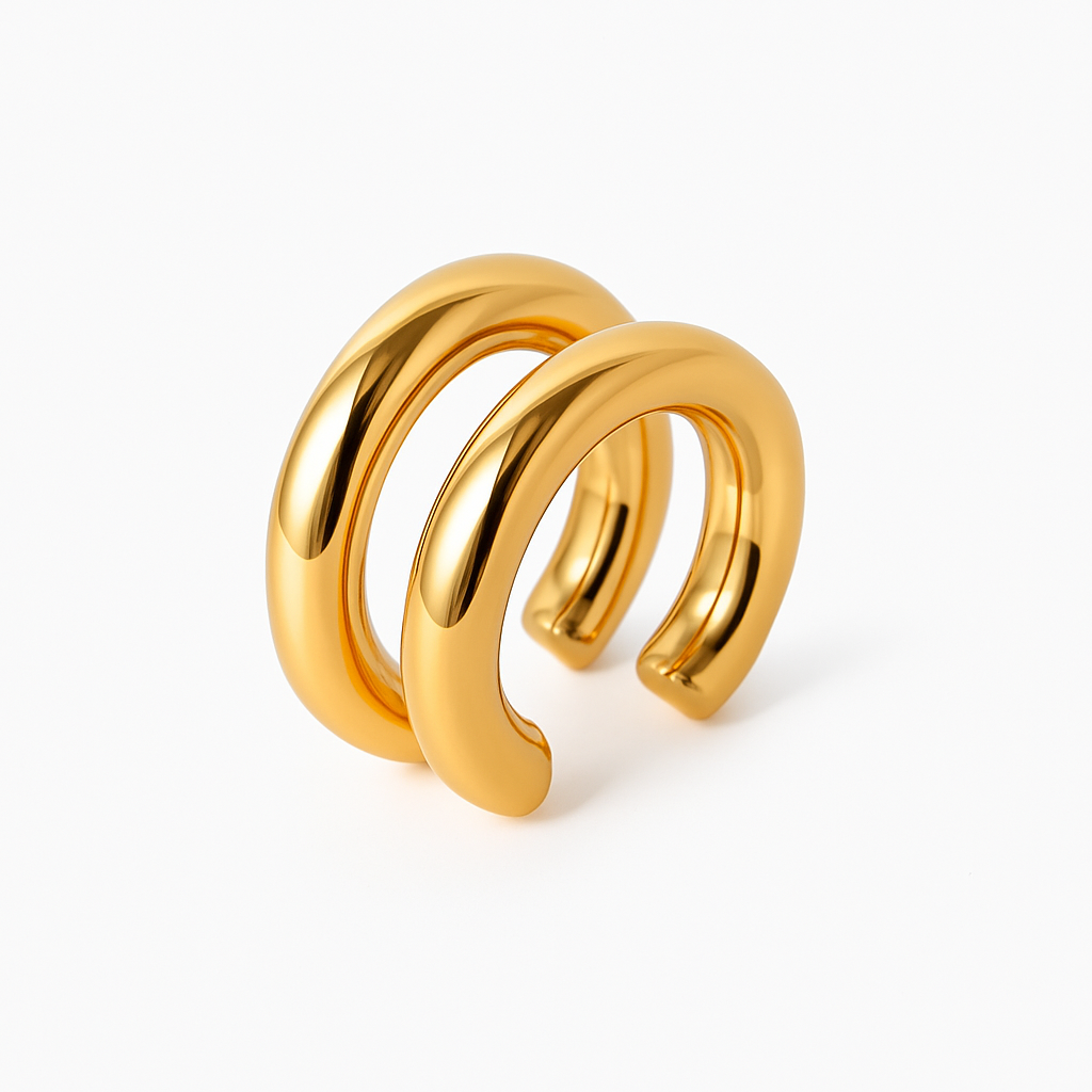 Earcuff Doble Esencia Dorada | Acero Inoxidable | Chapa oro 18k