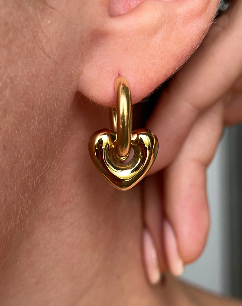 Aretes Corazón Brillante | Acero Inoxidable | Chapa PVD