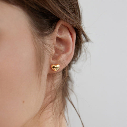 Aretes Corazón Dorado | Acero Inoxidable | Chapa Oro 14k