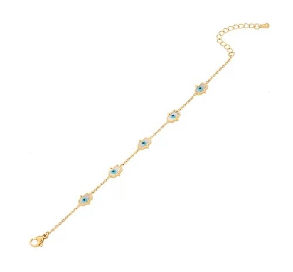 Pulsera Hamsa Protectora | Acero Inoxidable | Chapa Oro 18k