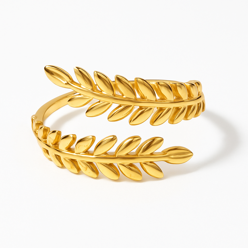 Anillo Corona de Laurel | Acero Inoxidable | Chapa Oro 18k