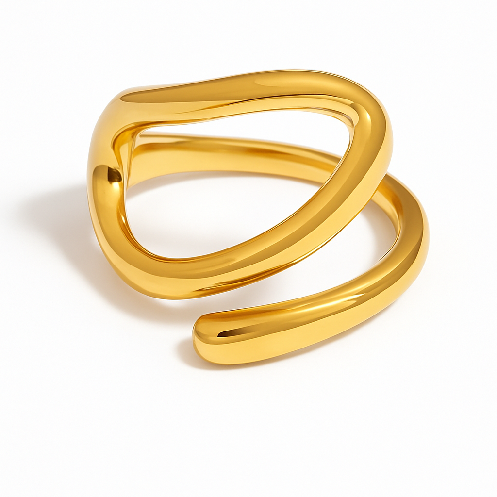 Anillo Silueta Dorada | Acero Inoxidable | Chapa Oro 18k
