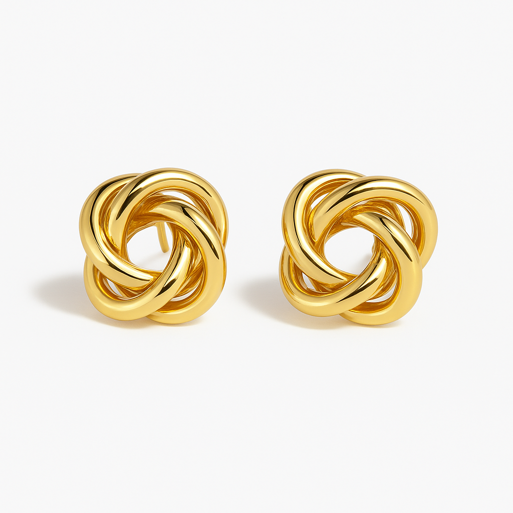 Aretes Nudo Celestial | Chapa Oro 24k