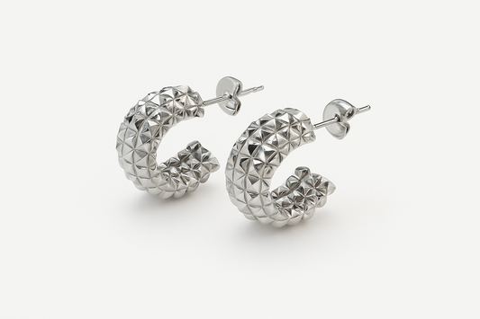 Aretes Croche Brillante | Acero Inoxidable | Chapa Oro 18k