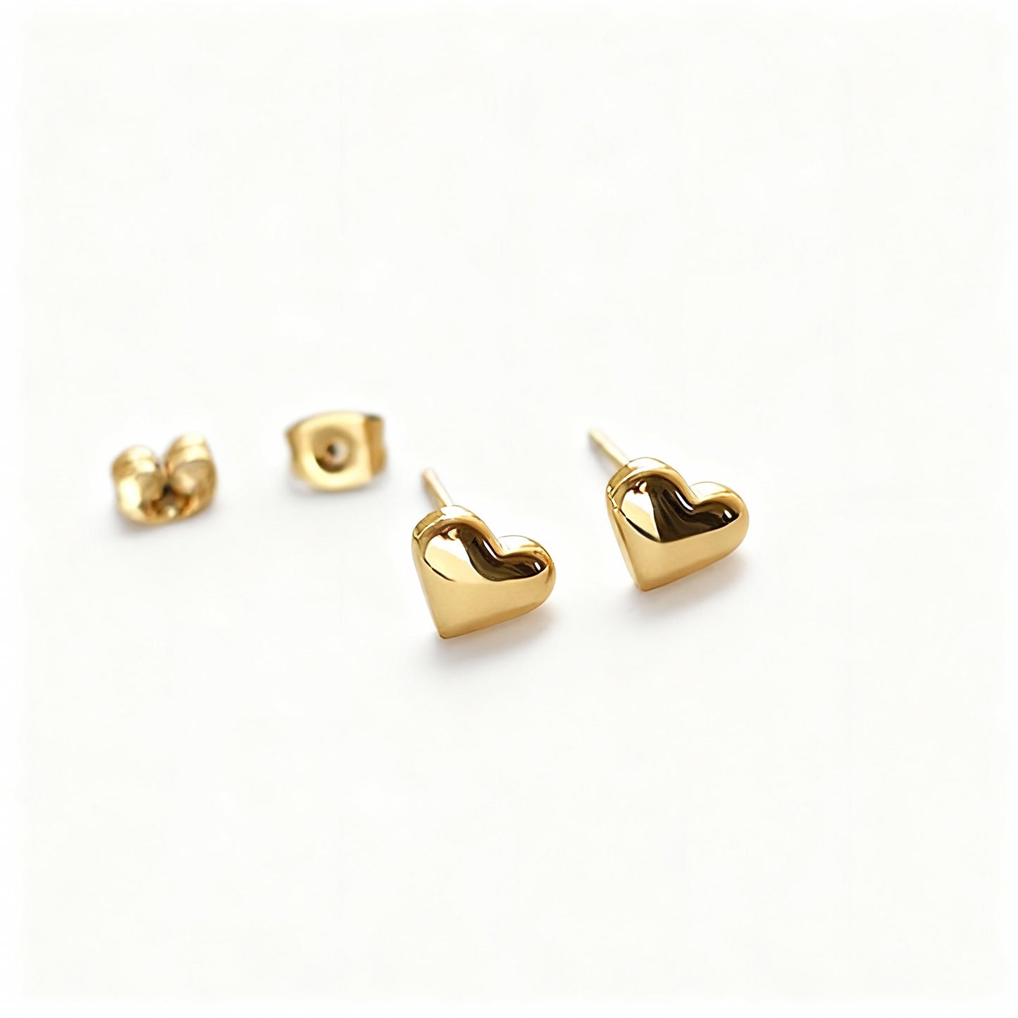 Aretes Corazón Dorado | Acero Inoxidable | Chapa Oro 14k