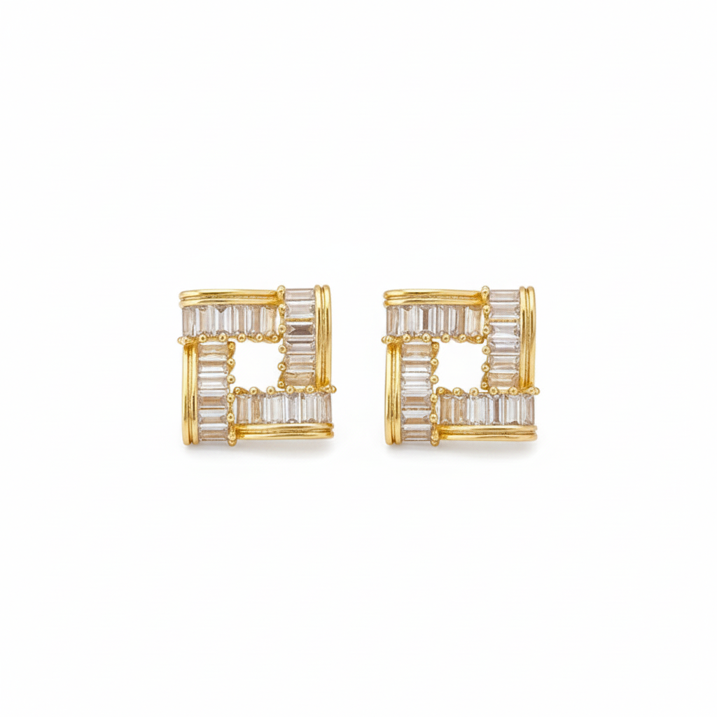 Aretes Cristal | Acero Inoxidable | Chapa Oro