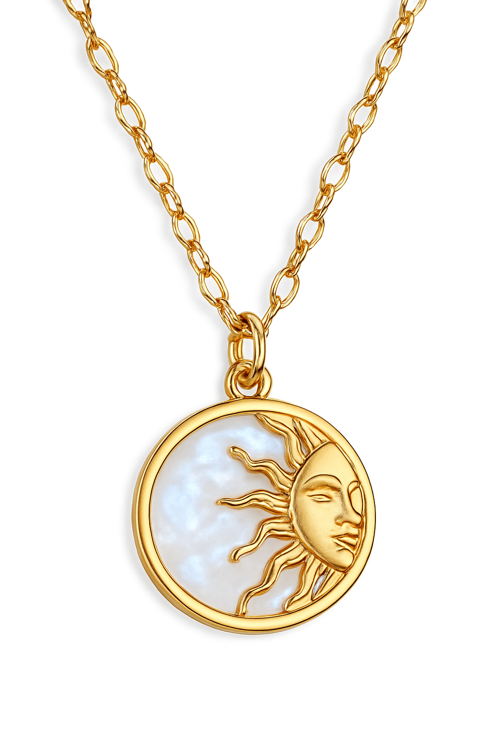 Collar Sol Naciente | Chapa Oro 18k | Esmalte Nacarado