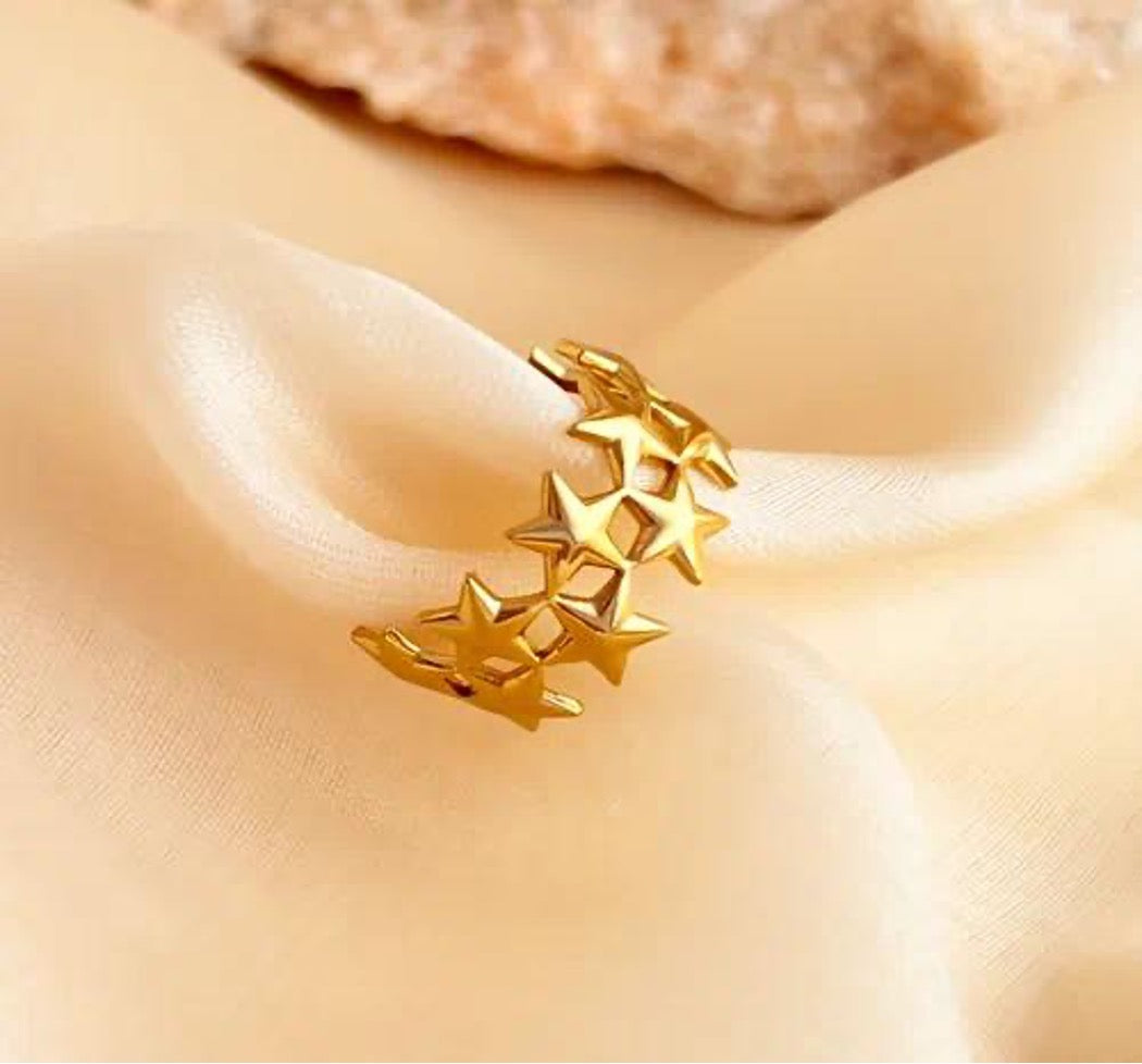 Anillo Lluvia de Estrellas | Acero Inoxidable | Chapa Oro 18k
