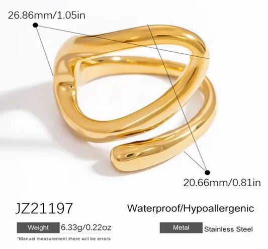 Anillo Silueta Dorada | Acero Inoxidable | Chapa Oro 18k
