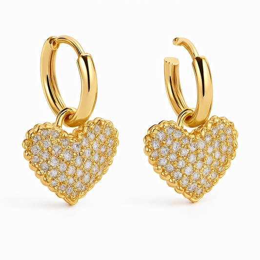 Aretes Amor Deslumbrante | Cobre | Chapa Oro 18k