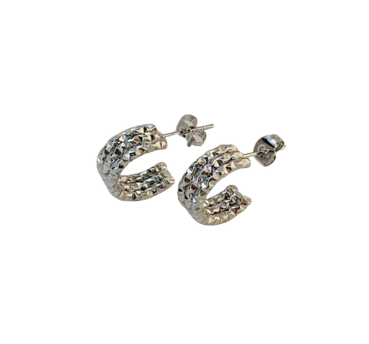 Aretes Brillo Lunar | Acero Inoxidable | Chapa Oro 18k