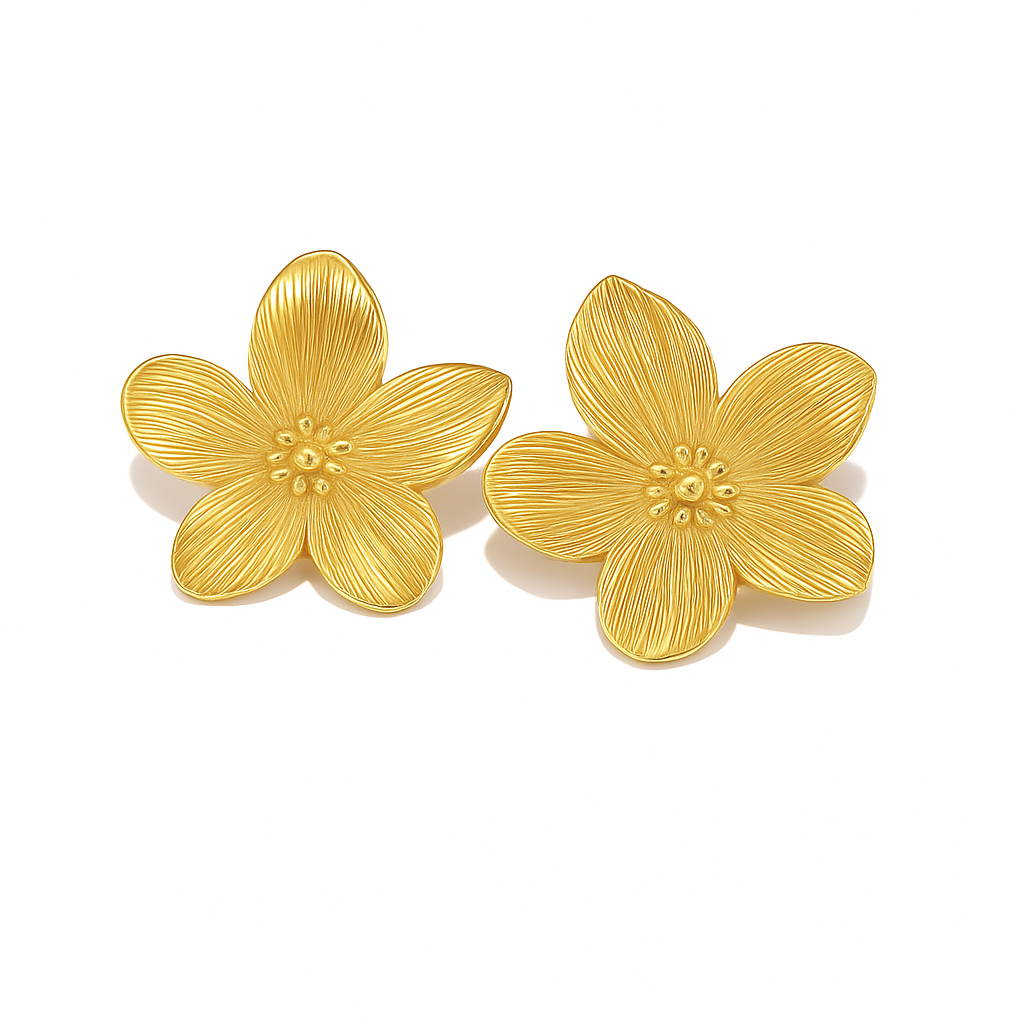 Aretes Floréline | Acero Inoxidable | Chapa Oro 18k