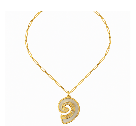 Collar Amuleto Nautilus | Acero Inoxidable | Chapa Oro 18k