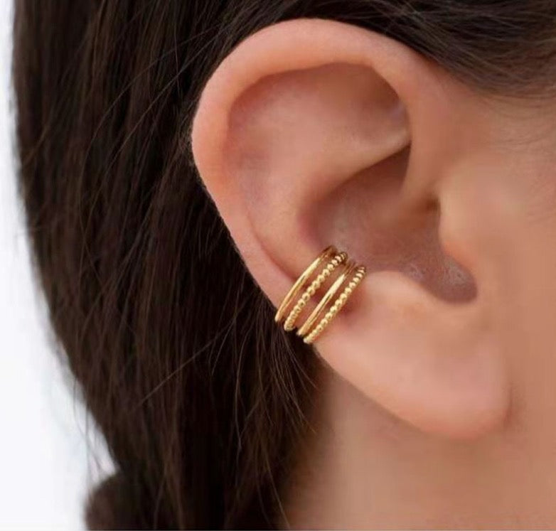 Earcuff Armonia Dorada | Acero Inoxidable | Chapa Oro 18k