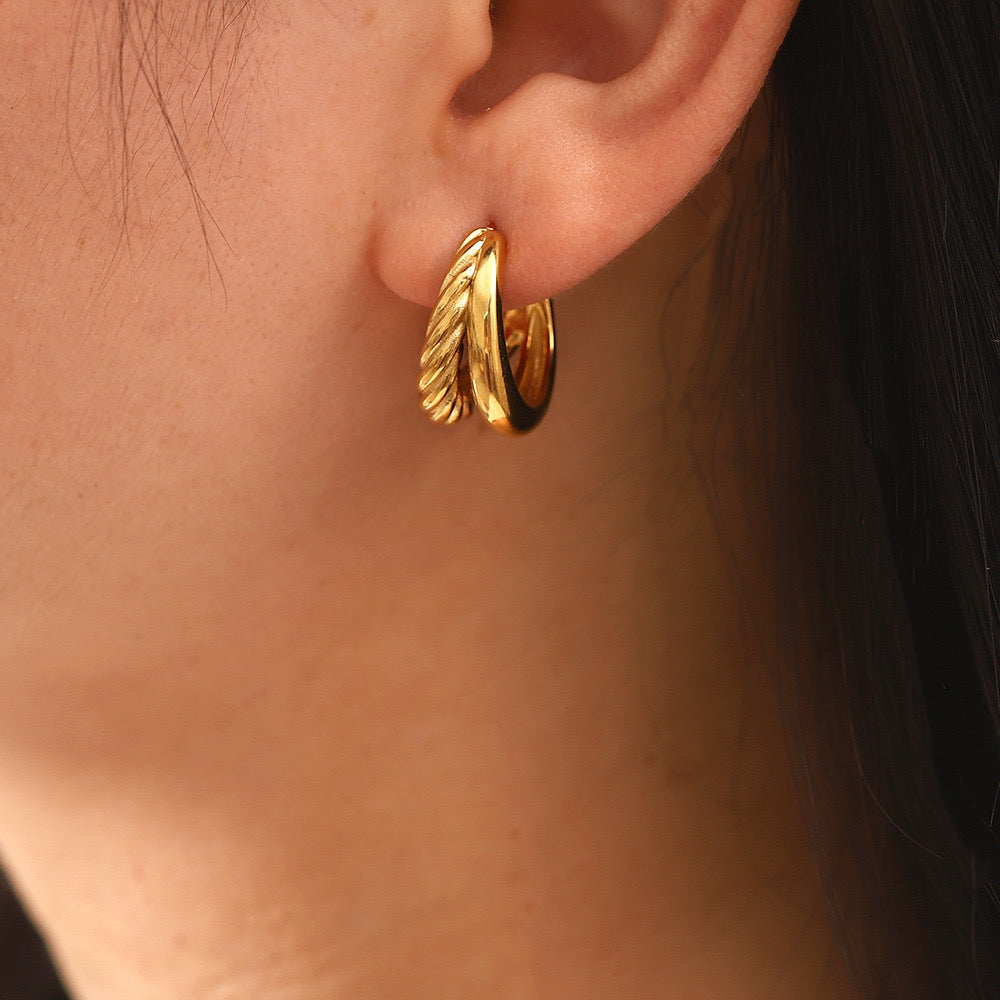 Aretes Lina | Acero Inoxidable | Chapa Oro 18k