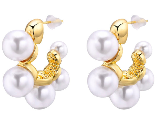 Aretes Perla | Acero Inoxidable | Chapa Oro 18k