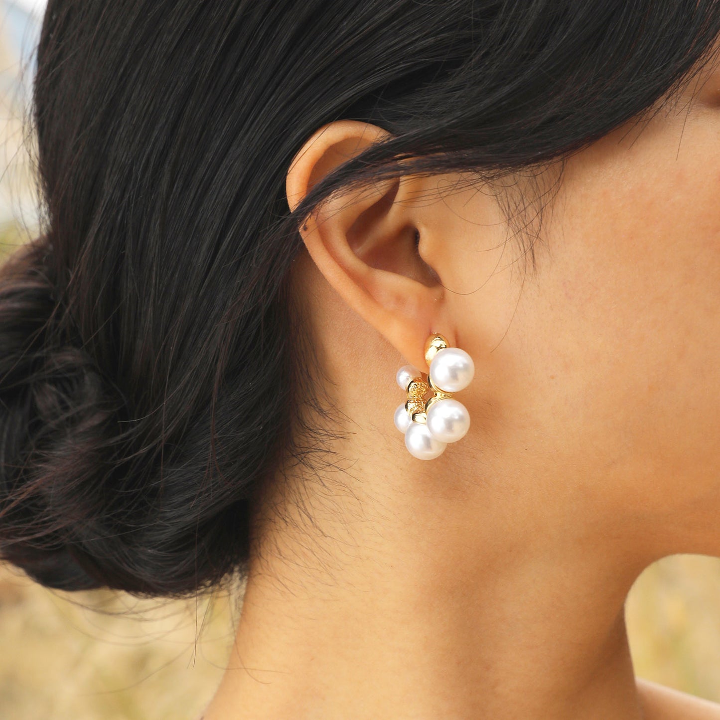 Aretes Perla | Acero Inoxidable | Chapa Oro 18k