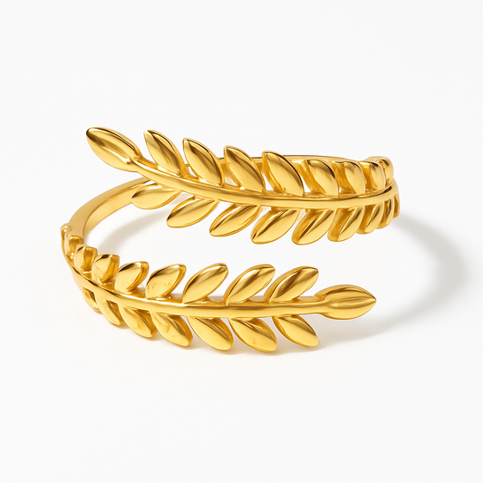 Anillo Corona de Laurel | Acero Inoxidable | Chapa Oro 18k