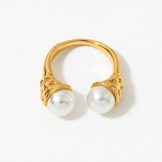 Anillo Elegancia Perlada | Acero Inoxidable | Chapa Oro 18k