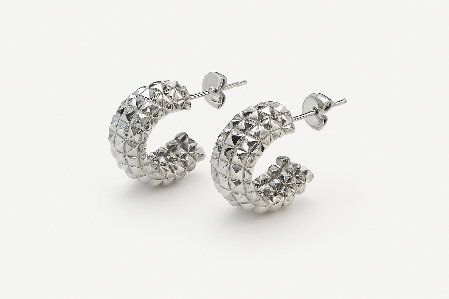 Aretes Croche Brillante | Acero Inoxidable | Chapa Oro 18k