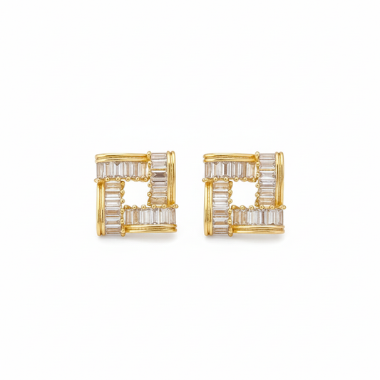 Aretes Cristal | Acero Inoxidable | Chapa Oro