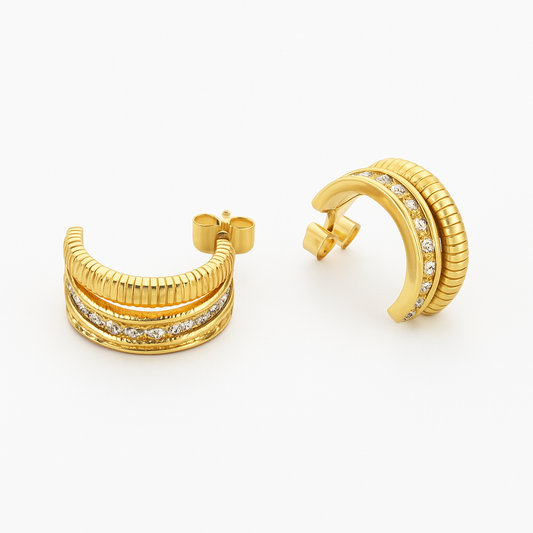 Aretes Luz de Aurum | Chapa Oro 18k | Zirconias