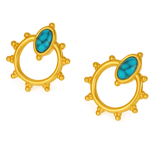 Aretes Oasis Turquesa | Acero Inox | Piedra Turquesa