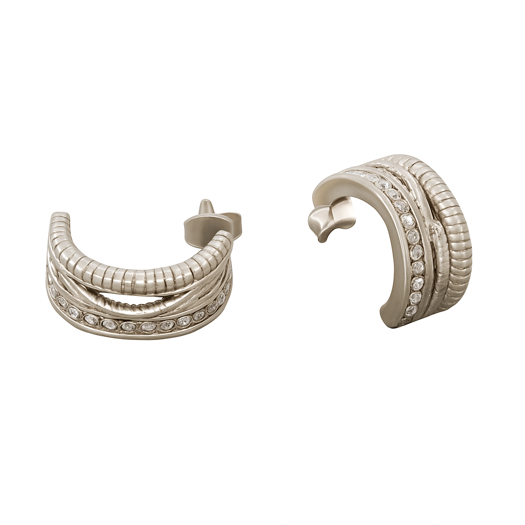 Aretes Onda Luminica | Chapa Oro 18k | Zirconias