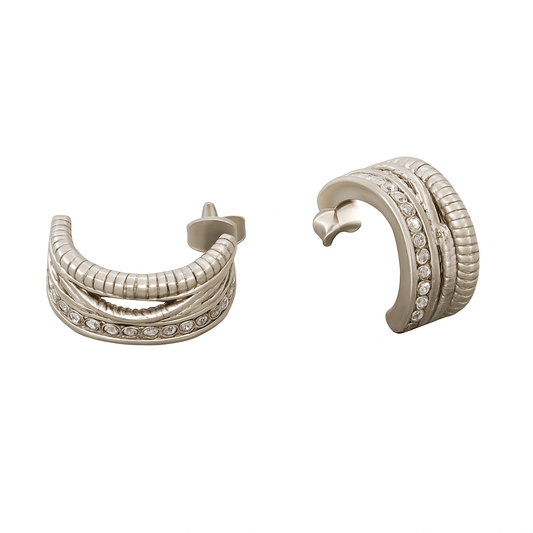 Aretes Onda Luminica | Chapa Oro 18k | Zirconias