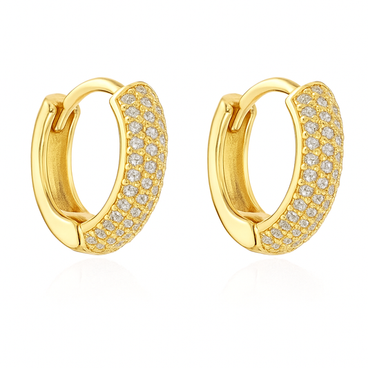 Arracadas Destello Dorado | Chapa Oro 18k | Zirconias
