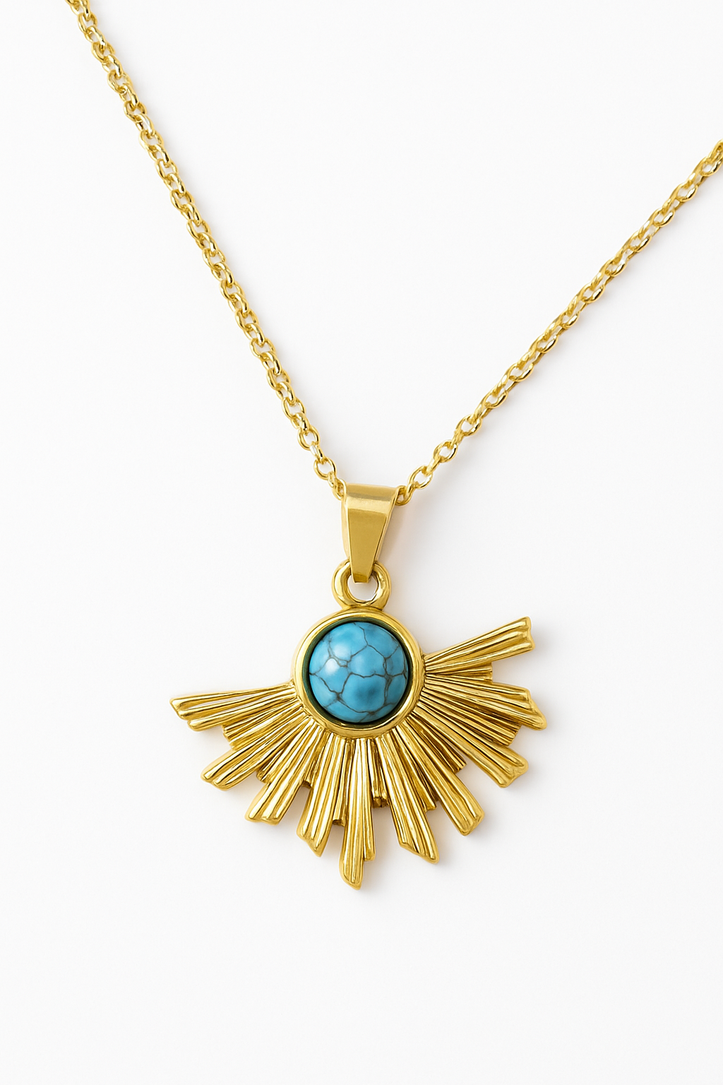 Collar Aura Turquesa | Acero Inoxidable | Chapa Oro 18k