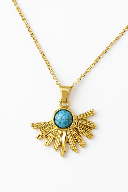 Collar Aura Turquesa | Acero Inoxidable | Chapa Oro 18k