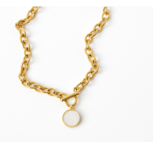 Collar Circulo de Nacar | Acero Inoxidable | Chapa Oro 18k