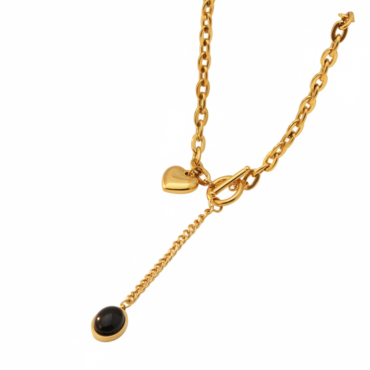 Collar Colgante Ebano | Acero Inoxidable | Chapa Oro 18k