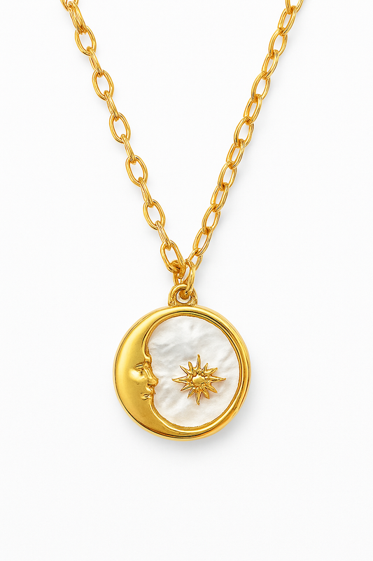 Collar Danza Celestial | Chapa Oro 18k | Esmalte Nacarado