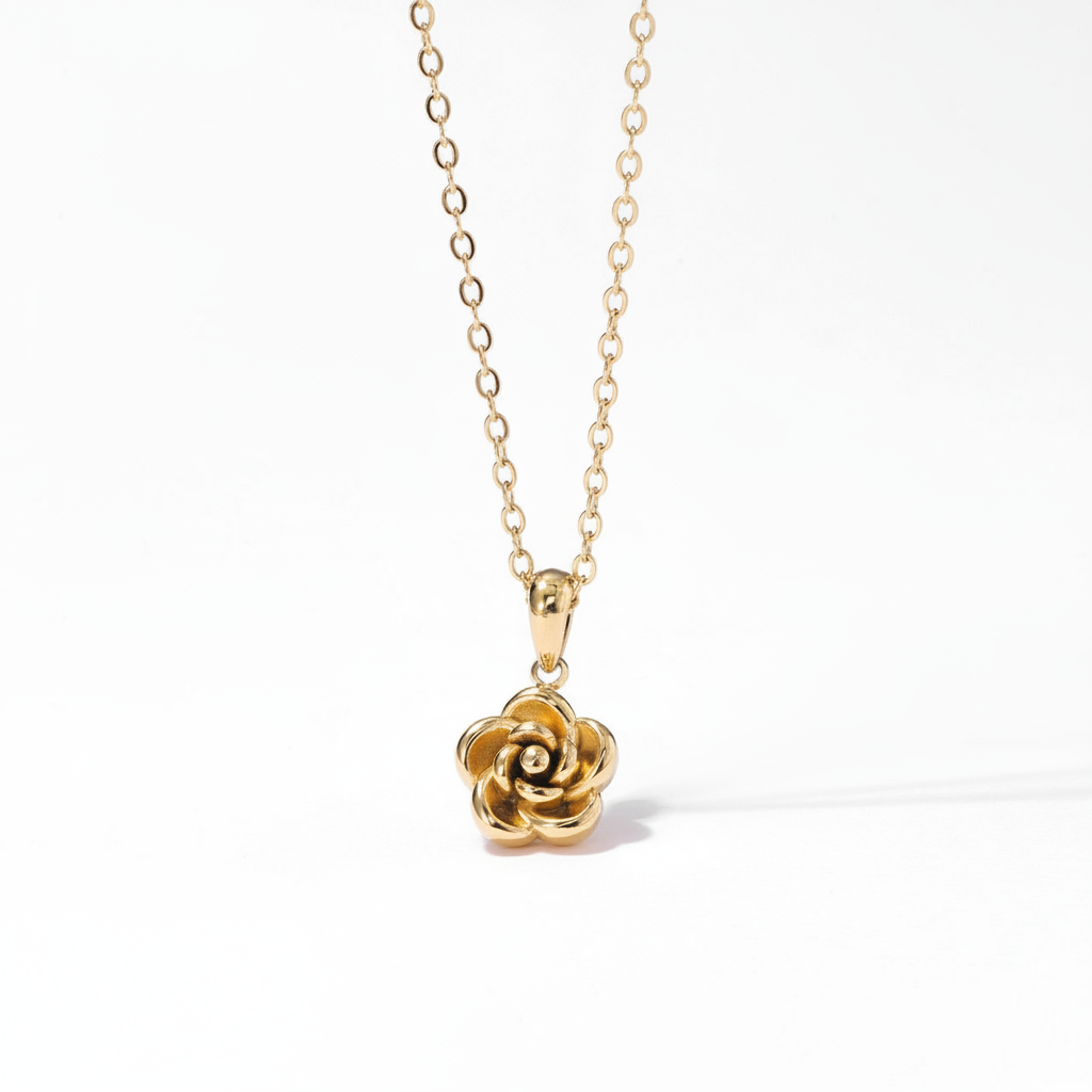 Collar Rose | Acero Inoxidable | Chapa Oro 16k