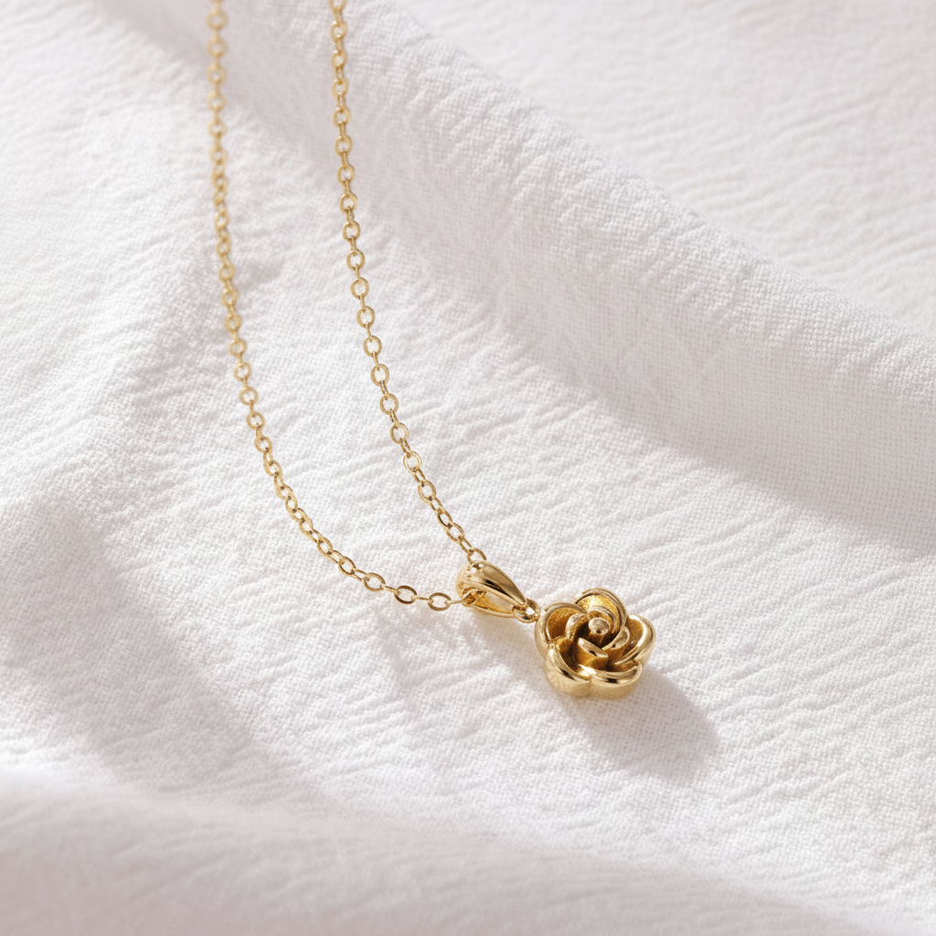 Collar Rose | Acero Inoxidable | Chapa Oro 16k