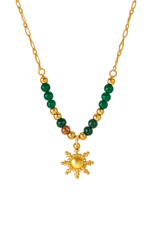 Collar Sol de Jade | Acero Inoxidable | Chapa Oro PVD