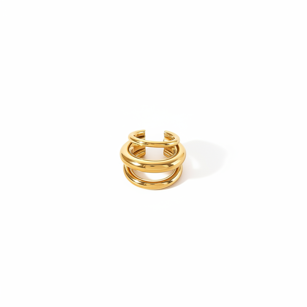 Earcuff Dorado Triple Aro | Acero Inoxidable | Chapa Oro 18k