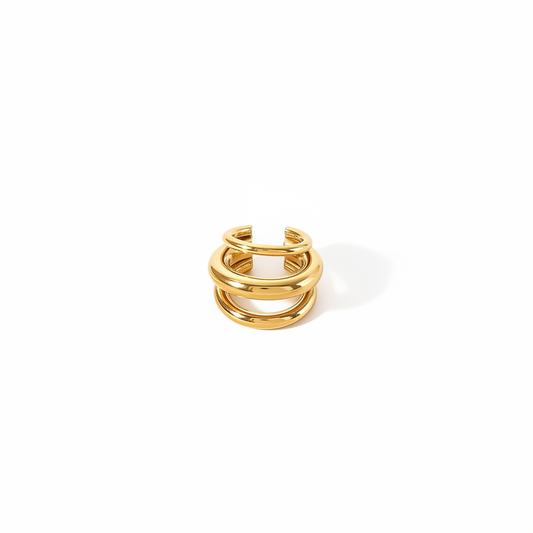 Earcuff Dorado Triple Aro | Acero Inoxidable | Chapa Oro 18k